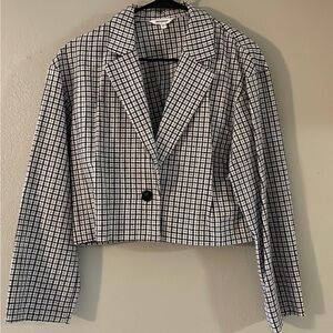 Moussy Black and White Plaid Blazer